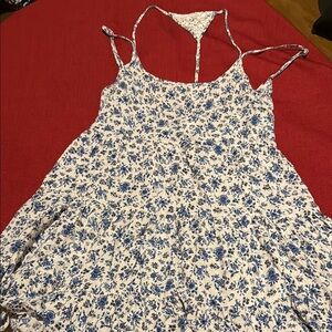 Vintage Havana White and Blue Asymmetrical Backless Camisole Dress